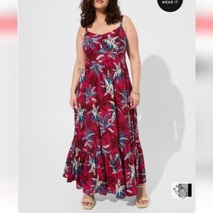 Tropical print maxi dress 1x